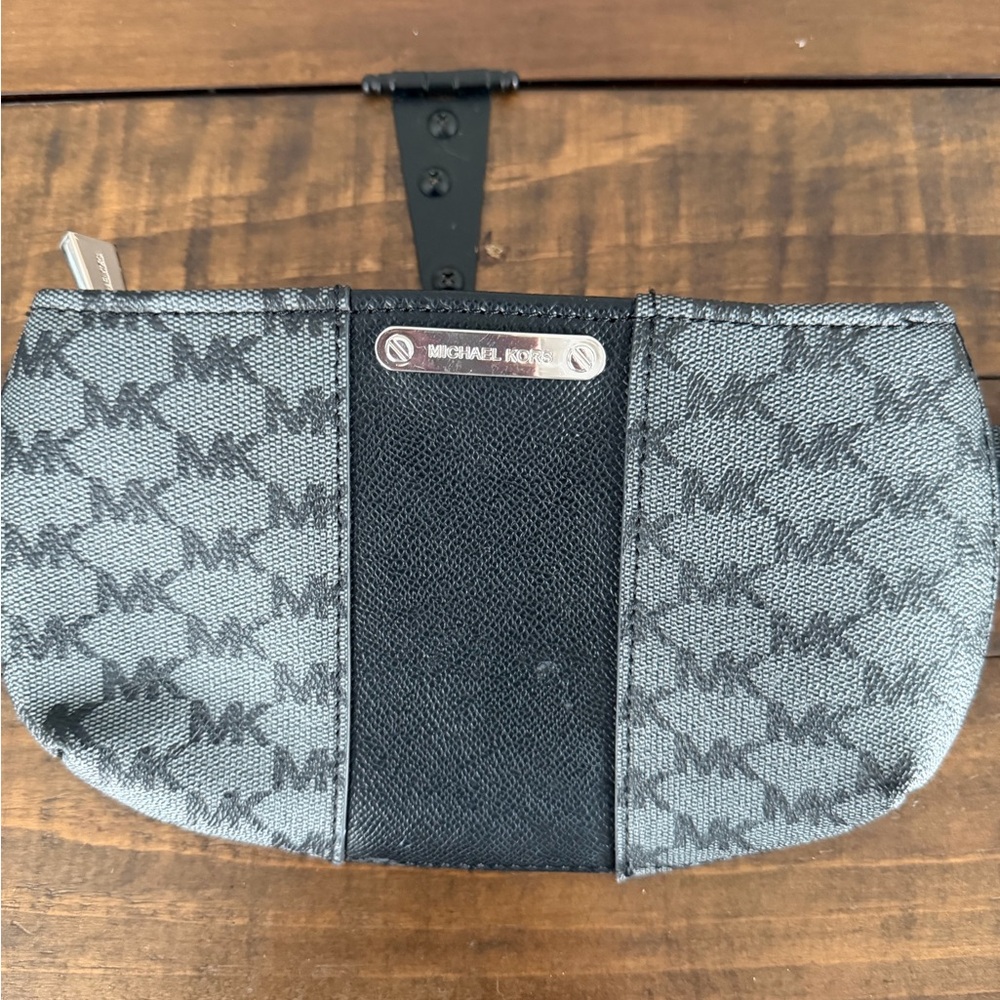 Michael Kors Gray and Black MK Logo Toiletry Pouch